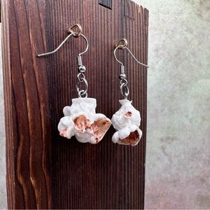 Handmade White and Peach Floral Drop Earrings